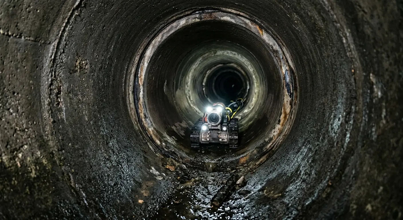 Robotic sewer camera inspecting pipe interior for Drain Snake Service in Purcell